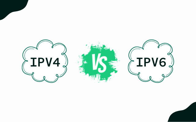 Comparative graphic of IPv4 and IPv6 attributes with a decision tree for selection guidance.