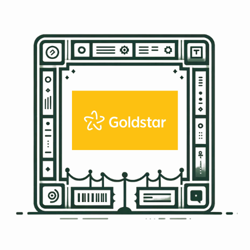 Goldstar logo in a frame that looks like an event stage