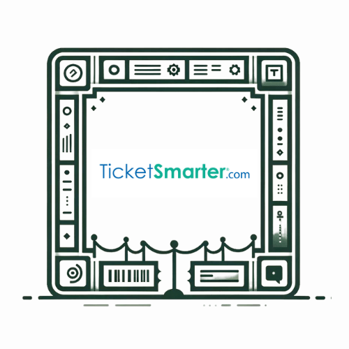 ticketsmarter logo in a frame that looks like an event stage