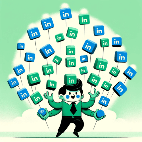 a man manages many linkedin accounts at the same time