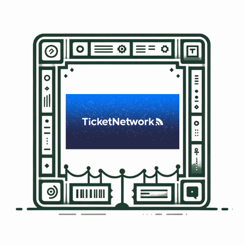 Ticketnetwork logo in a frame that looks like an event stage