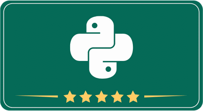 This image features a simple, rectangular graphic with a green background. In the center is the white Python programming language logo, which is two snakes intertwined in the shape of a dual-loop. Below the logo, there is a row of five gold stars, indicating a rating or level of quality. The image signals using python to scrape google reviews