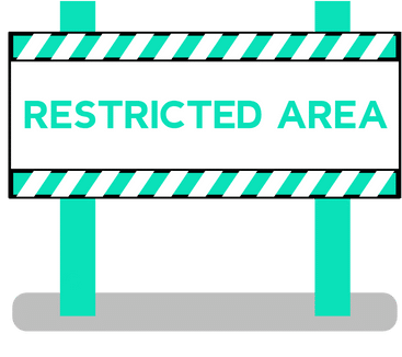 A red and white rectangular sign with black text that says "Restricted Area" on a gray background