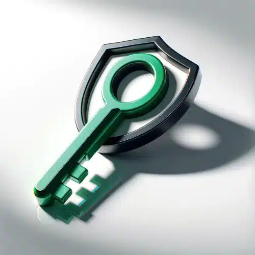 image visualizing the concept of secure internet browsing through a proxy, featuring a sleek, modern key painted in green and black.
