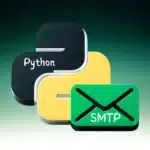 A green key chain with the word "Python" written on it in white letters. Next to the word "Python" is the abbreviation "SMTP" also written in white letters.
