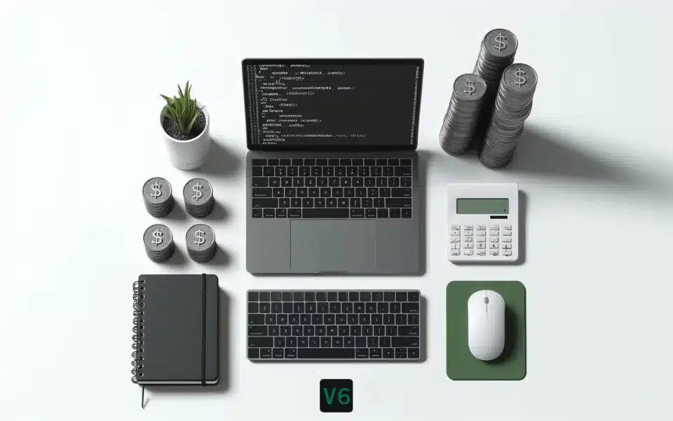 a professional setting with financial elements, in a wide aspect ratio. These feature a minimalist office desk with a laptop displaying code for web scraping with python